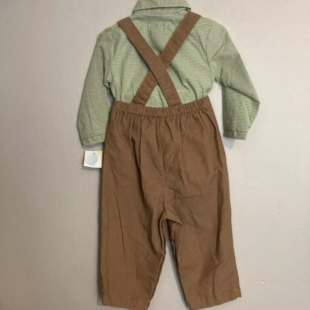 8-20 NWT Petit Ami  Boys Brown Soft Corduroy Longall pickup truck Sz 24 Months